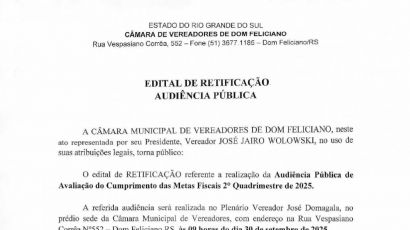 Edital de Retificação de Audiência Pública 